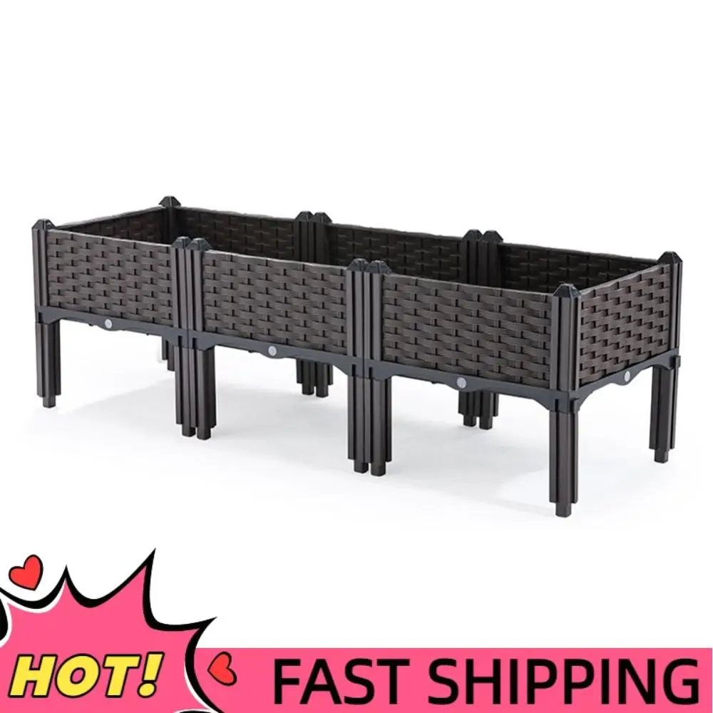 

Plastic Raised Garden Bed with Legs Raised Bed with Drainage Holes Propagation Box for Patio Flower Fruit Vegetable Growing