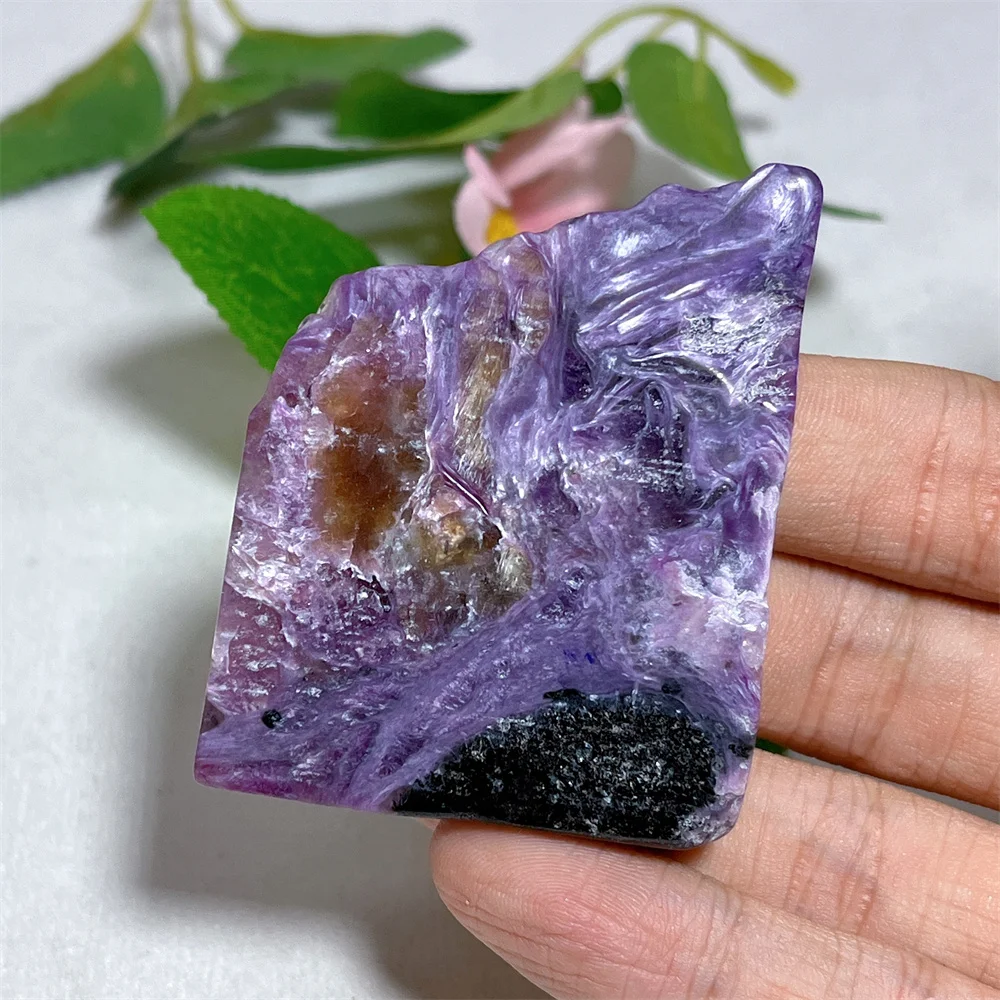 Natural Crystal Charoite Slab Specimen Stone Quartz Feng Shui Energy Mineral Meditation Healing Gem
