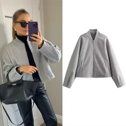 Autumn Winter Bamber Jackets Women Fashion Casual Versatile Stand up Collar Outerwaer Soft Short Jacket Coat Female Clothing