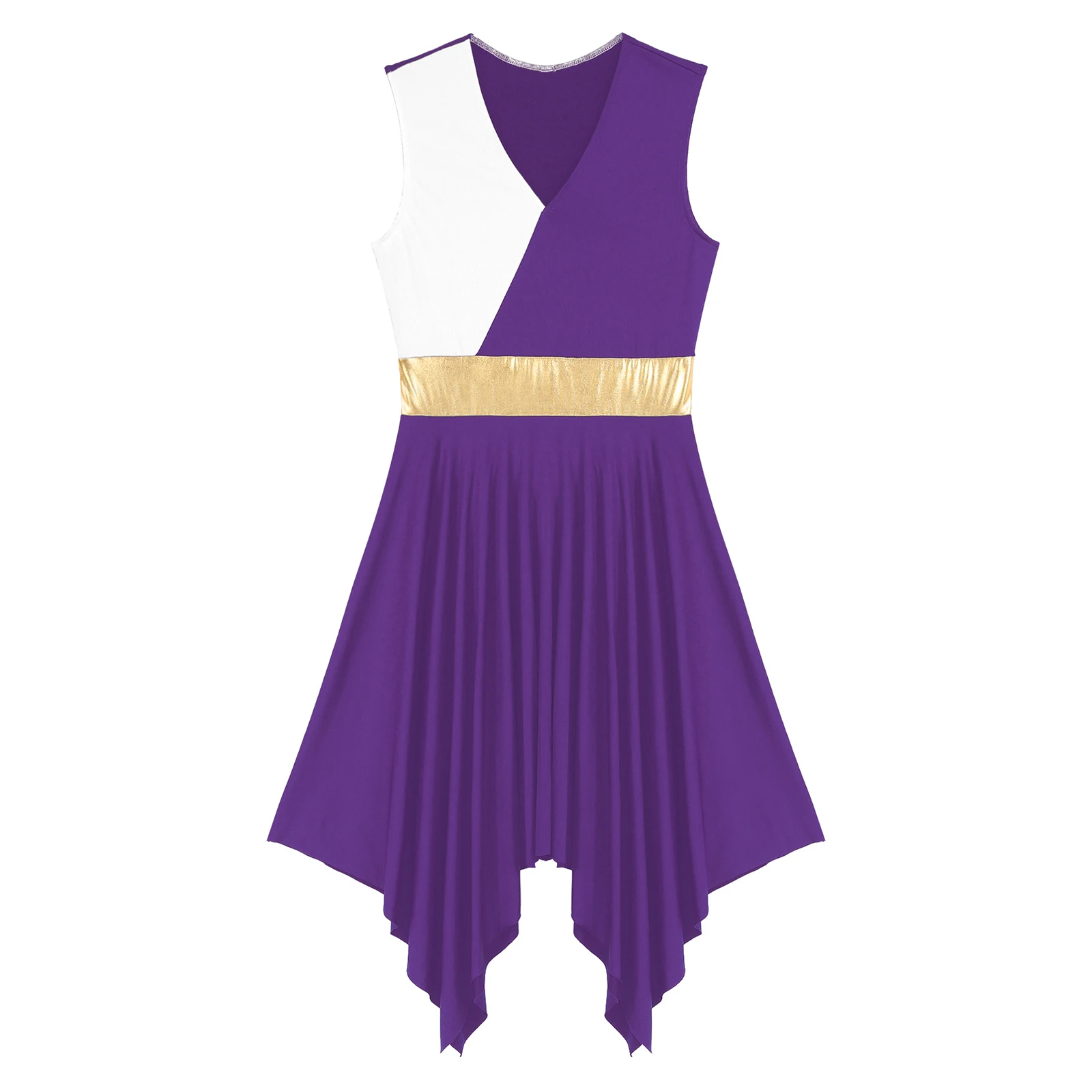 Women Liturgical Choir Performanc Outfit Church Celebration of Spirit Sleeveless Irregular Hem Dress + Pants femme Praise Dress - Image 4