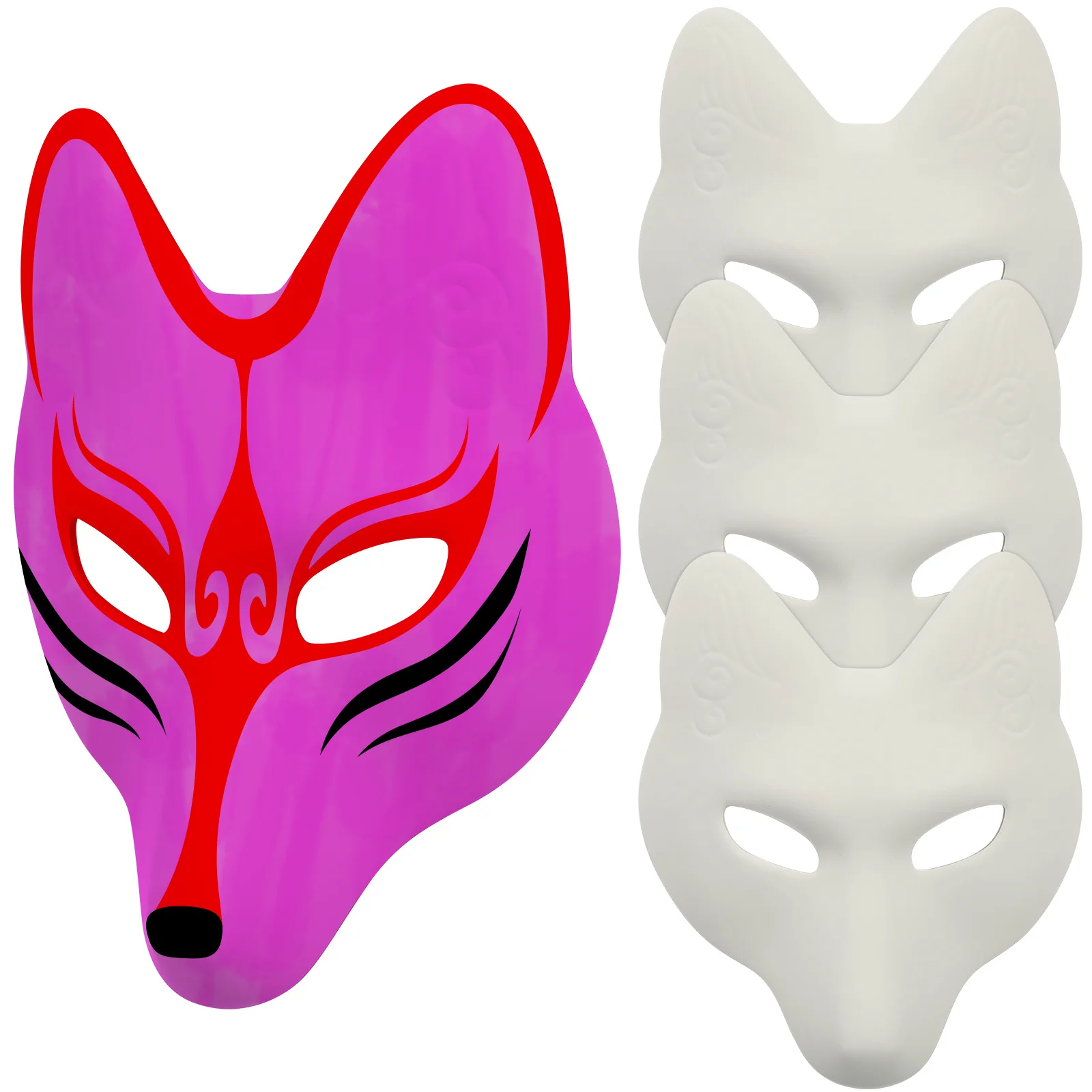 

Gogogmee 4pcs Hand Painted Masquerade Masks White Halloween Costume Accessory for Women
