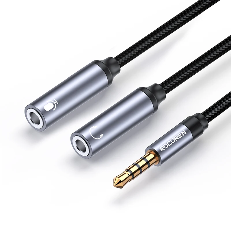 Rocoren 3,5-mm-Buchse Aux-Audio-Splitter-Kabel 2-Wege-Aux-Stecker auf doppelte Buchse Kopfhörer-Audio-Adapter für Kopfhörer Telefon Desktop – Detail 1