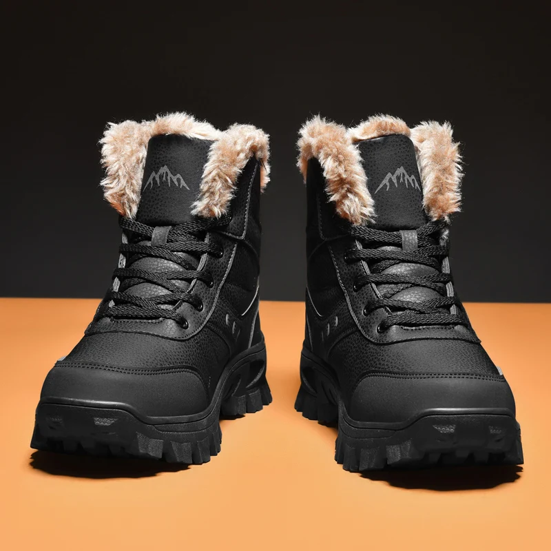 Men's Winter Shoes Waterproof Hunting Boots Warm Plush Men Hiking Shoes Non-slip Casual Snow Boots Outdoor Men Work Ankle Boots