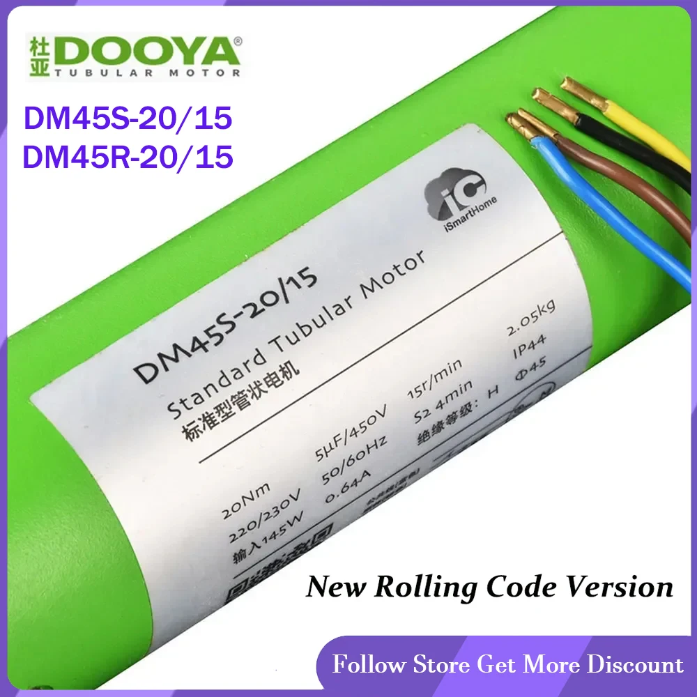 Dooya DM45R/DM45S Smart Rolling Tubular Motor 20/15 Amp 220/230V 50/60 Hz RF433MHz 3-Wire/4-Wire for Rolling Blinds