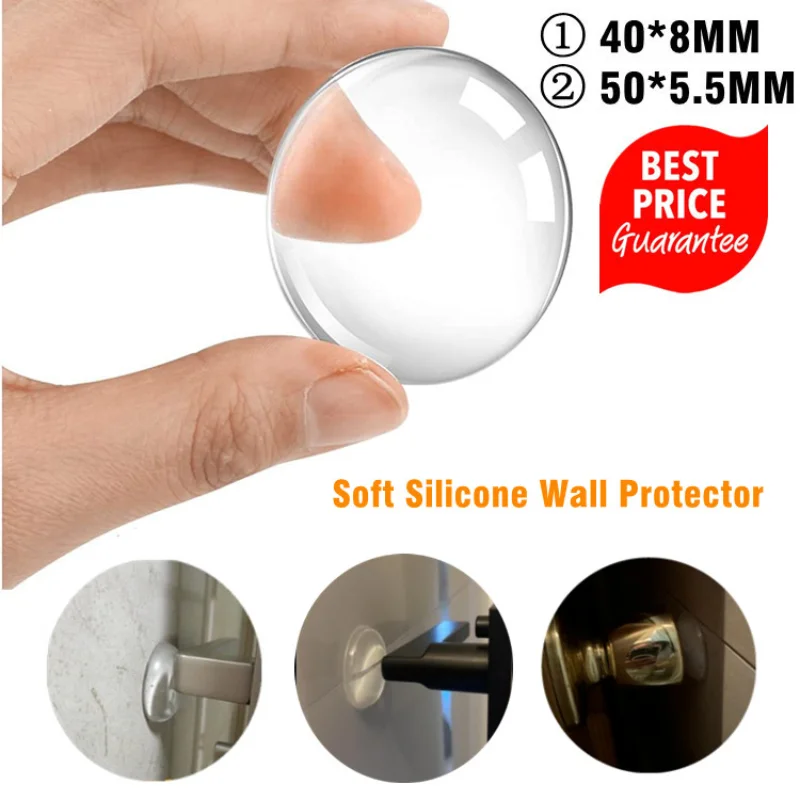 6pcs Self-adhesive Transparent Soft Silicone Wall Protector Round Doors Stop Muffler Non-slip Door Handle Bumper Protective Plug