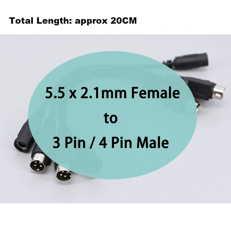 DC Power Supply Adapter Cable 5.5 x 2.1mm Female to MINI DIN 3 Pin / 4 Pin Male For TV LCD VCR Lead Wire k