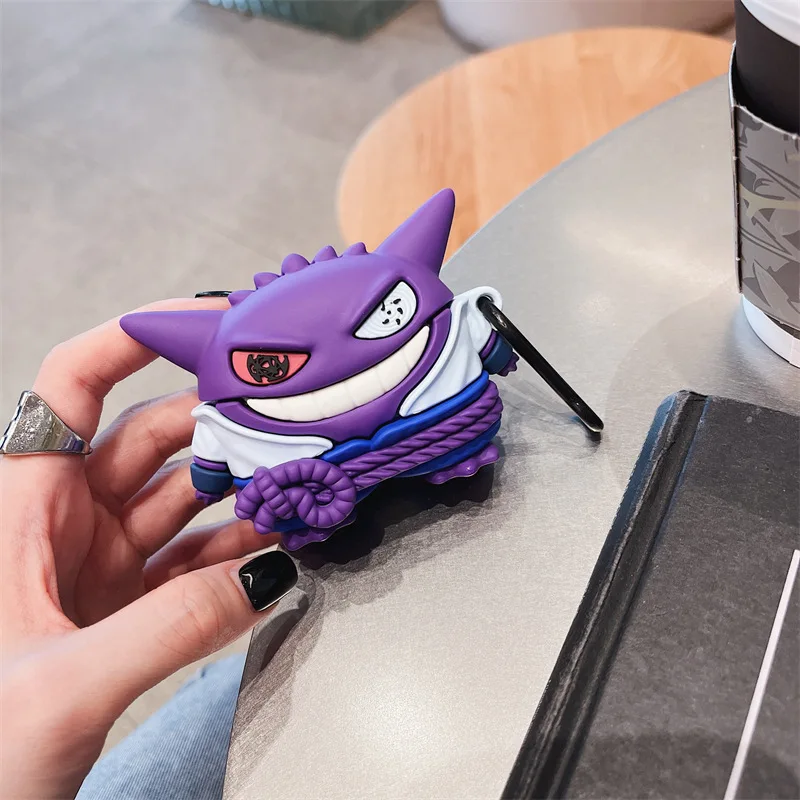 Kawaii Gengar حقيبة سماعة الاذن ل AirPods 1/2 3 Pro الكرتون سيليكون سماعة رأس بخاصية البلوتوث لينة الغطاء الواقي مع هوك الهدايا