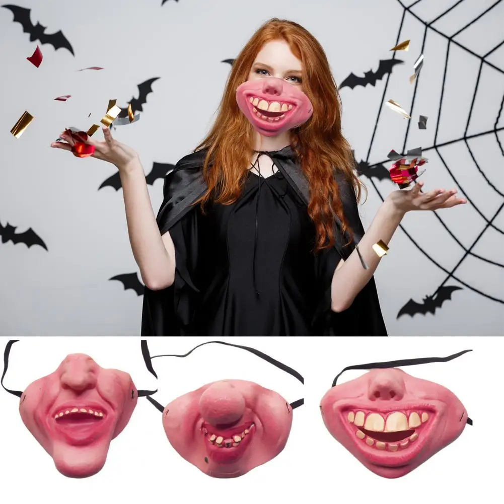 Halloween Masque Latex Funny Half-face Prank Masque Breathable Realistic Horror Masque for Halloween Costume Party Cosplay