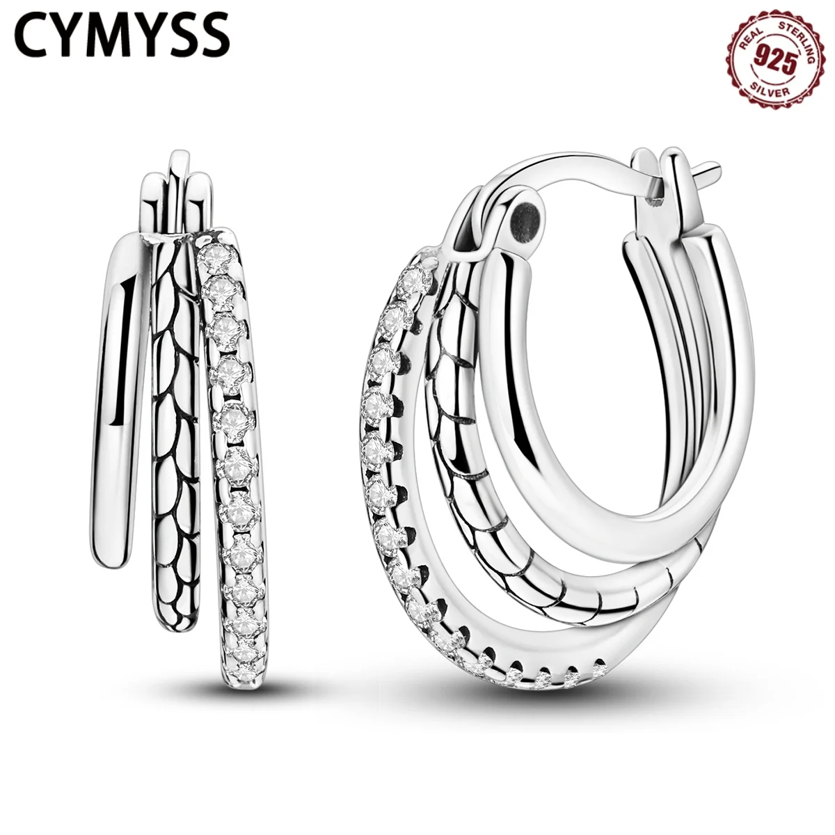 

CYMYSS 2025 NEW 925 Sterling Silver Crystal Snake Bone Eardrop Boutique Birthday Party Gift Trend Zircon Jewelry Women Earrings