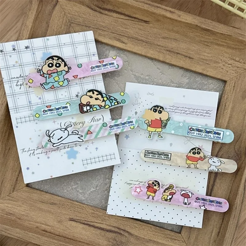 New Crayon Shin-chan One-word Clip Colorful Cute Fashionable Fun and Creative Bangs Traceless Hair Clip Jewelry Gift for Friends view 3