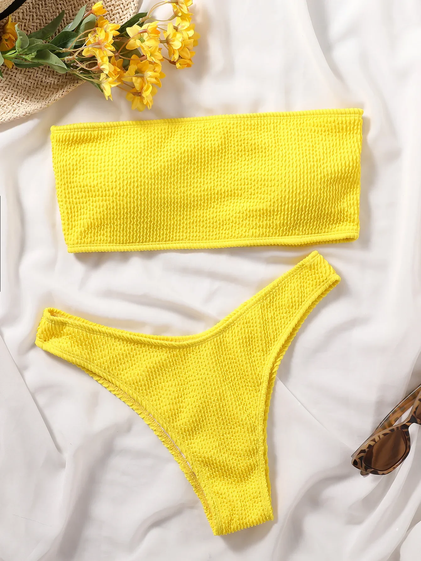 

Swimwear Women 2025 Sexy Bikini Bandeau Two Piece Set Strapless Off Shoulder Backless Bathing Suit Summer Beachwear Swimsuit New