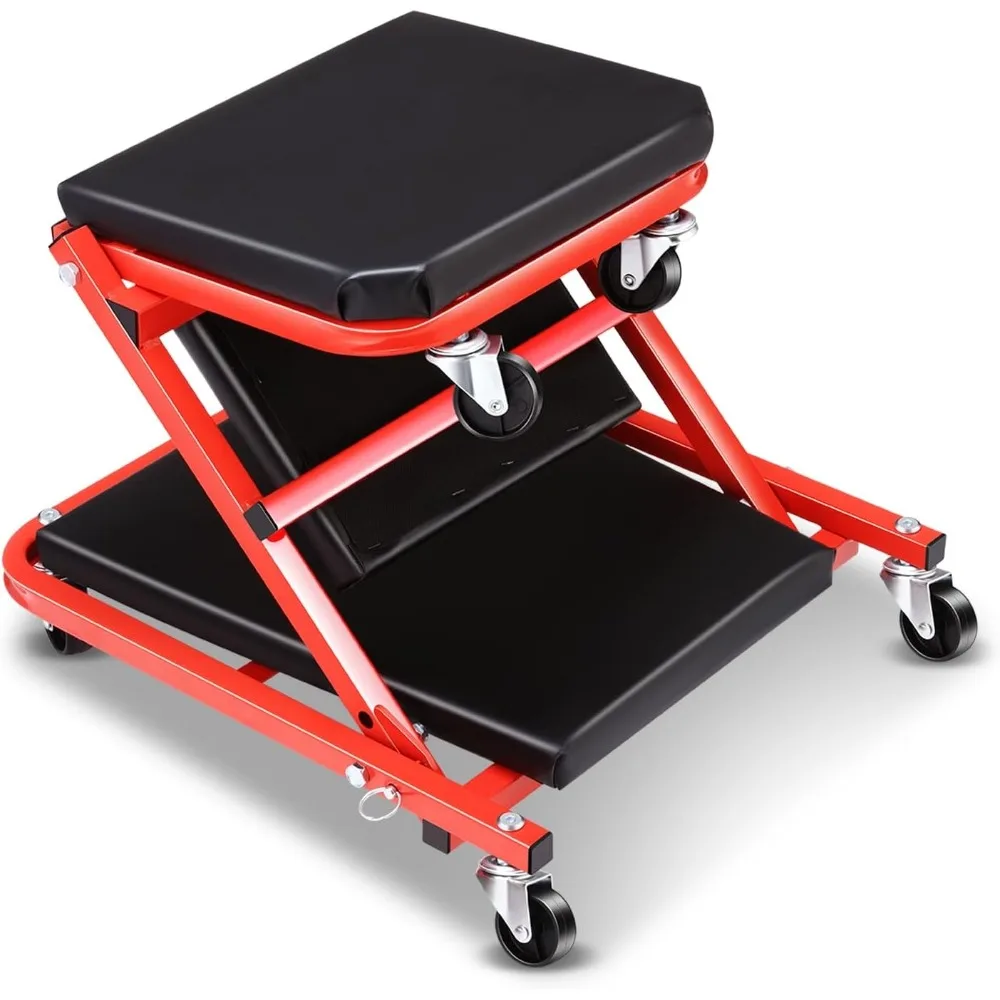 1 Pcs Folding Car Repair Bed Auto Maintenance Work Bench Chair Auto Workshop Bench Wheels Roller Car Creeper Seat Roller Seat