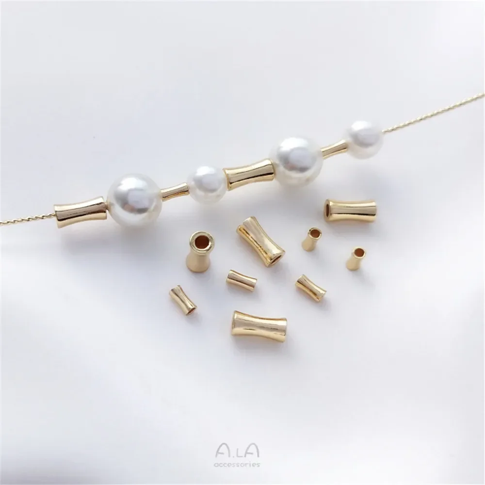 14K Copper Clad Gold Bamboo Joint Tube Beads Bamboo Straight Tube Spacer Beads Hand String Pearl Chain DIY Accessories