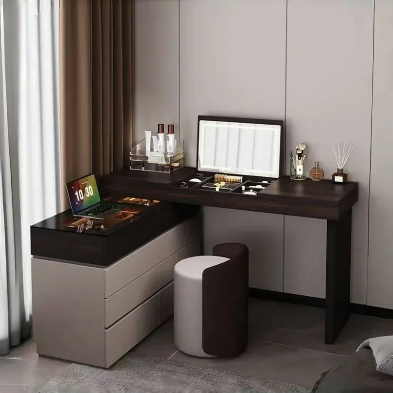 2026 New Solid Wood Makeup Table Simple Modern Bedroom Chest Storage Cabinet Light Luxury Integrated Flip Dresser