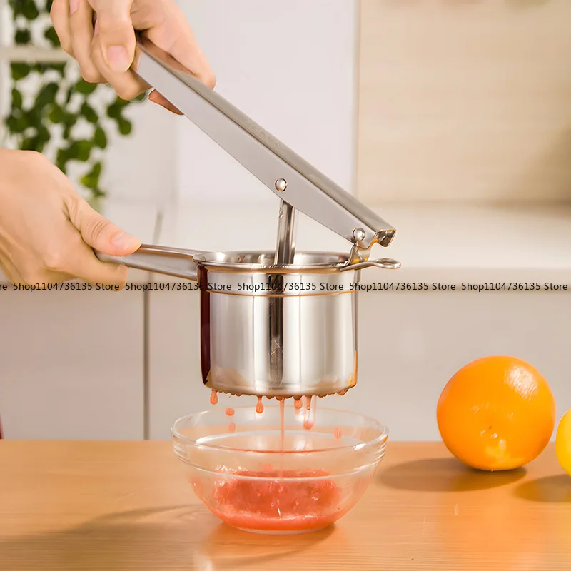 Solid Bottom 304 Stainless Steel Potato Press, Household Kitchen Creative Manual Mashed  Fruit Press Juicer
