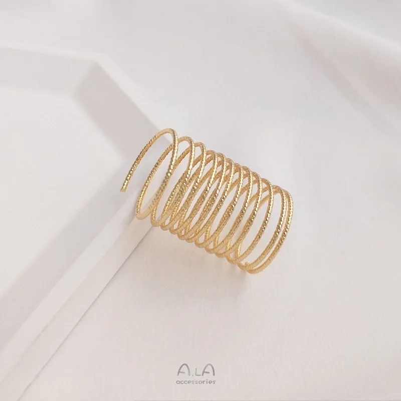 

14K Gold Color Textured Copper Wire Ring Spring Ring DIY Jewelry Accessories Handmade Wrapped Main Wire Ring Material