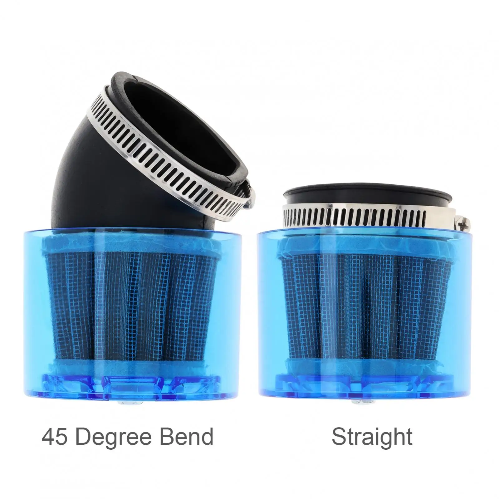 オートバイ用エアフィルター,防塵カバー付きモーターサイクル用,45度回転スパンドブルー,1ピース,38mm〜40mm