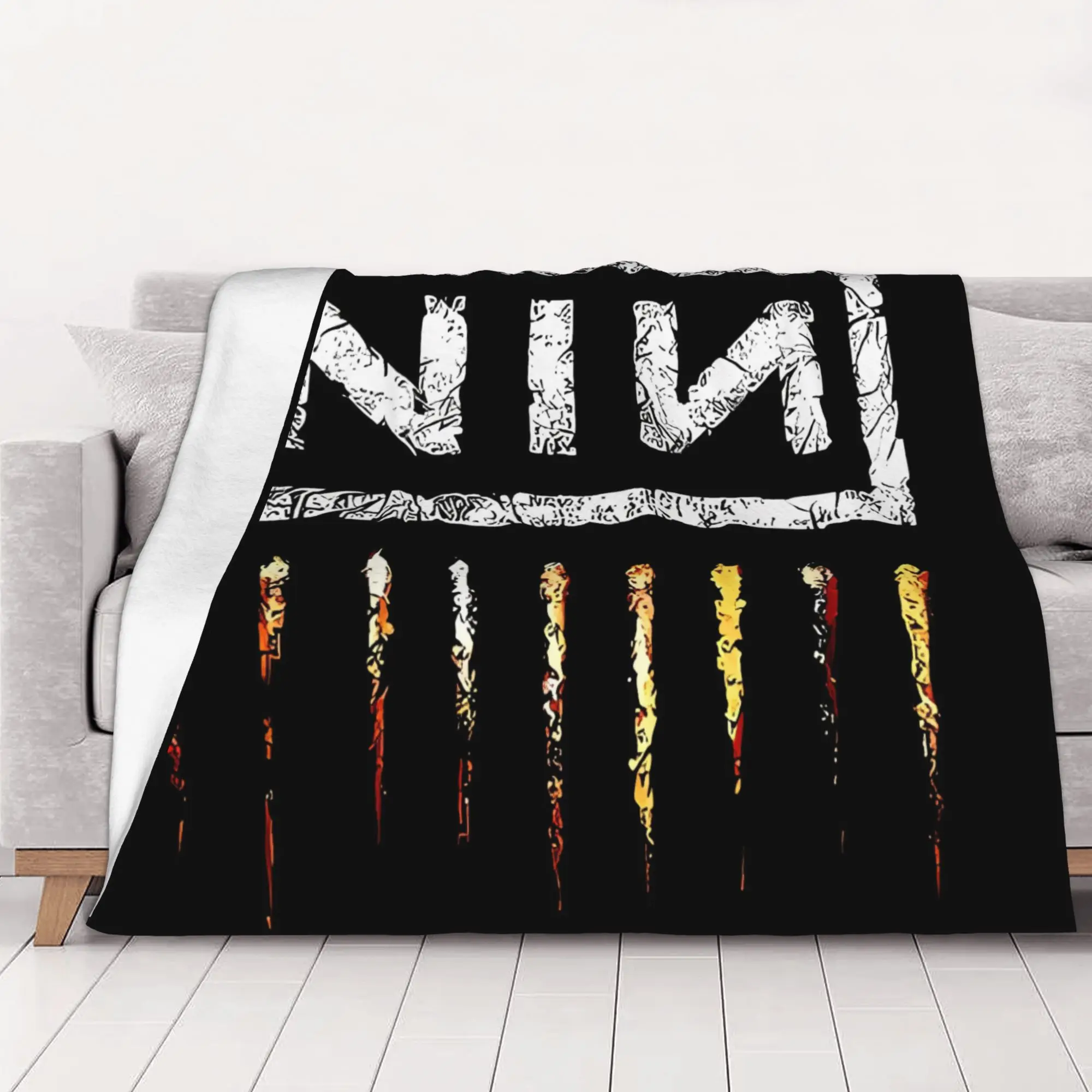 1PC home Cutecore Dark Red Of NIN Nine Inch Nails NIN Blanket Super Cosy Plush Home Living Room Sofa halloween