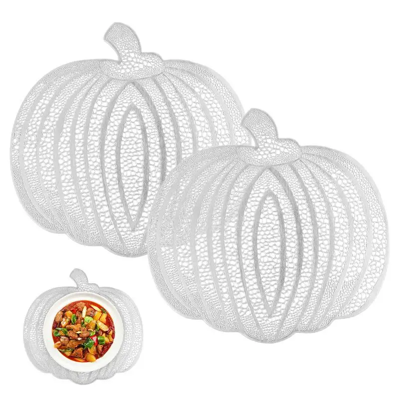 Halloween Placemats Fall Thanksgiving Place Mats Pumpkin Shape Fall Thanksgiving Mats For Dining Heat-Resistant