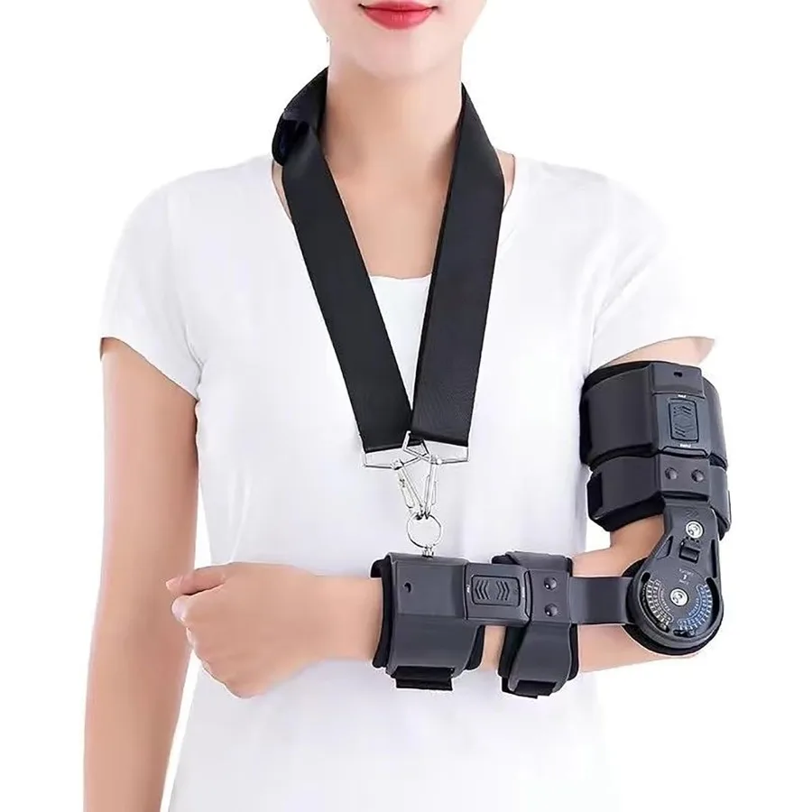 Rehabilitation Hinged Elbow Brace for Adult Length Adjustable Elbow Immobilizer Brace with Sling Arm Wrist Protector for Disloc