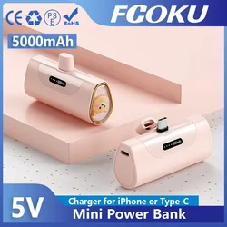 Cartoon Power Bank 5000mAh Built in Cable Mini PowerBank External Battery Portable Charger For iPhone Xiaomi Spare Power Banks