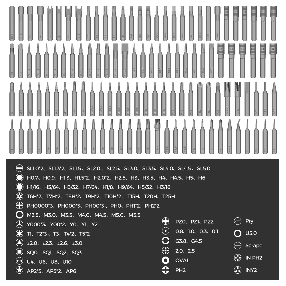 126 in 1 Precision Screwdriver Set Hand Tool Kits Magnetic Bits Portable Mine Small for Xiaomi Mobile Cell Phone PC Watch Repair