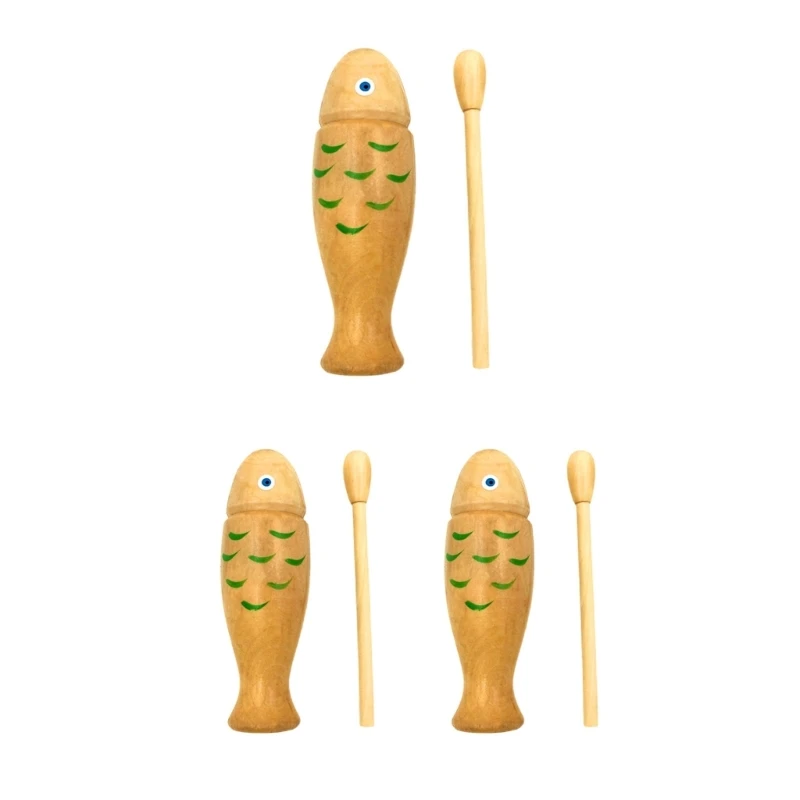 Fish-Shaped Clapper Wooden Children Sound Tube Small Musical Percussion Instrument Fit Enlightening Education