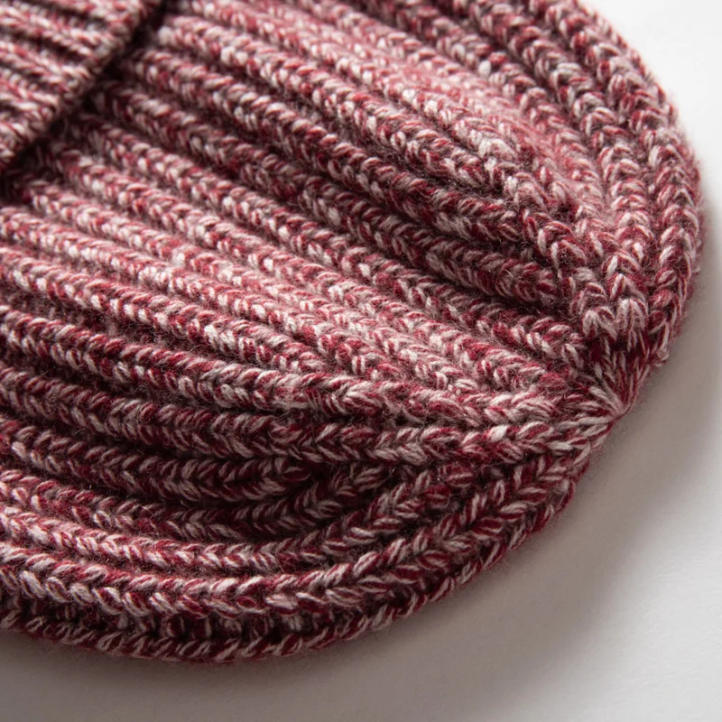 High-Quality Men's and Women's 100 Cashmere Beanie Hats Thickened and Warm Winter Unisex Flanging Hats Trend Yarn Christmas Hats - image 3