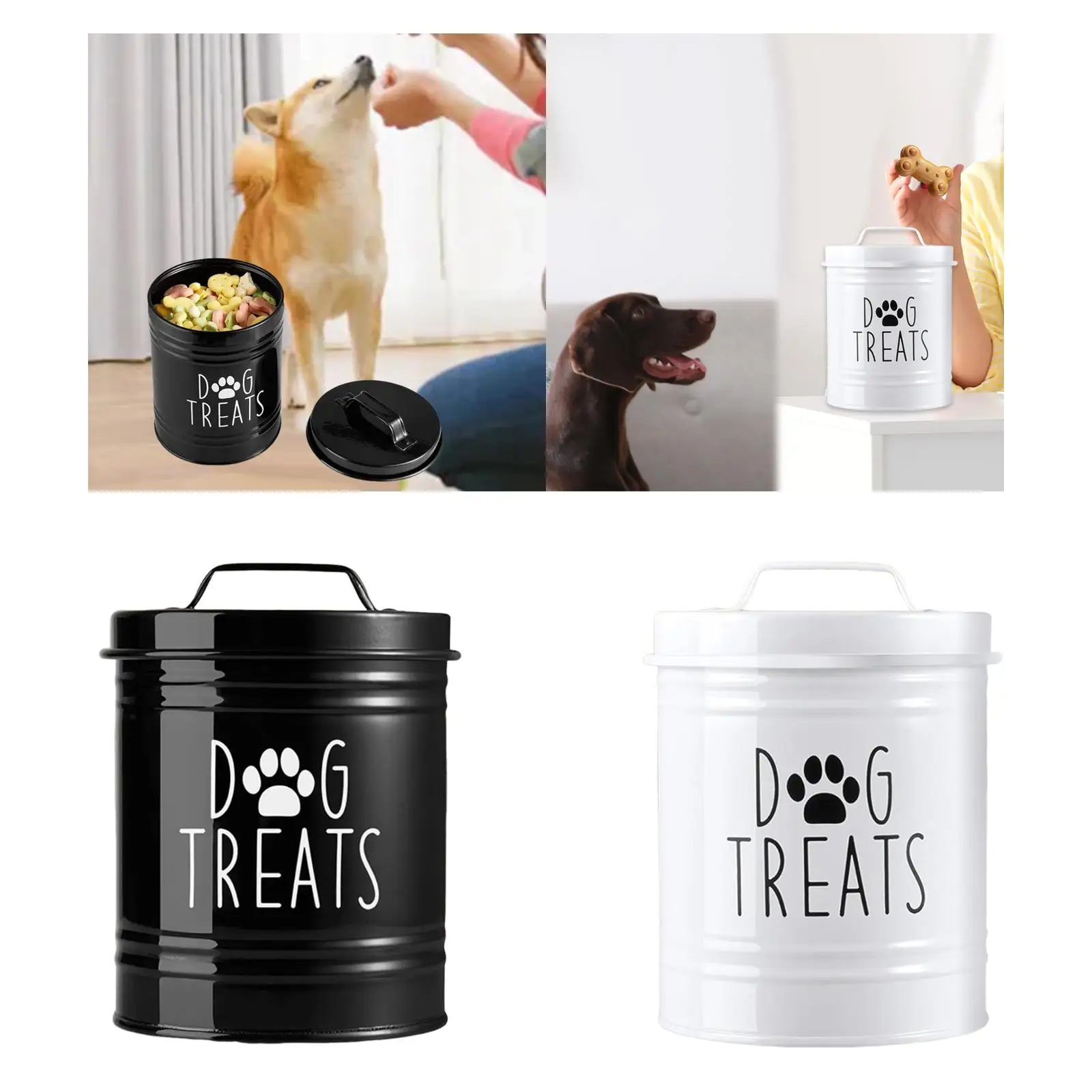 

Dog Food Storage Container 54oz Sealing Compact Sturdy Metal Handle Pet Jar