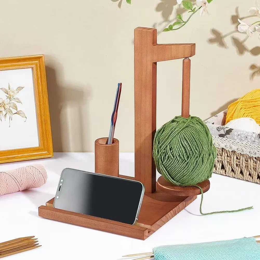 Cross-border solid wood spool rack, knitting tool, creative wool storage rack, wooden magnetic yarn ball bracket