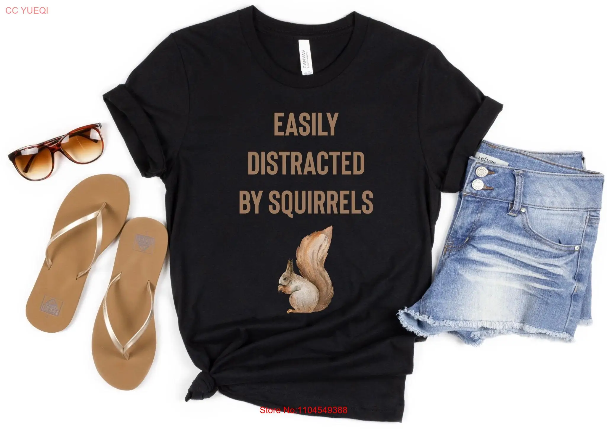 

Easily Distracted By Squirrels Squirrel T Shirt s Lover long or short sleeves