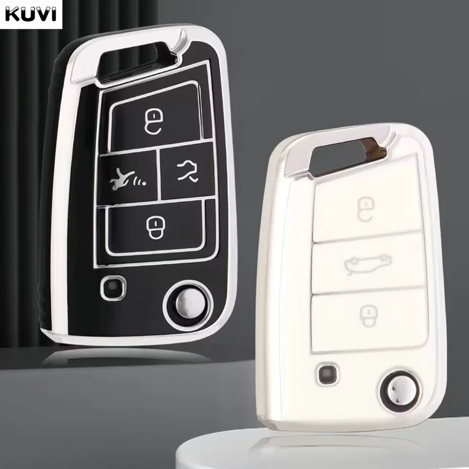 3 4 버튼 TPU 자동차 키 케이스 커버 셸 VW 폭스 바겐 골프 7 MK7 Tiguan MK2 좌석 Ateca Leon FR Ibiza For Skoda Octavia