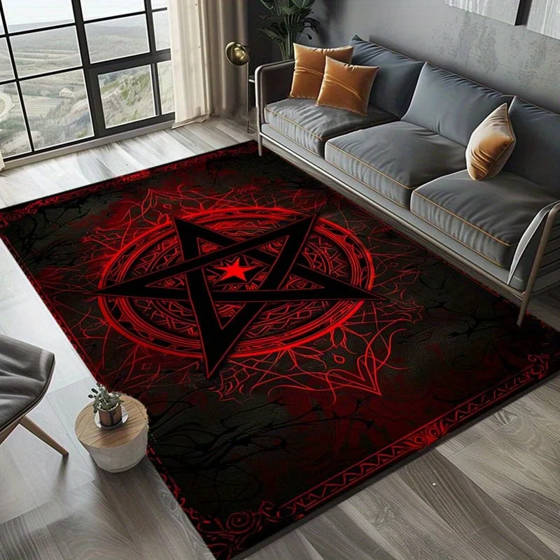1pc Gothic Dark Theme Pentagon Area Rug, Versatile Home Decor, Ideal Gift, Perfect for Living Room Outdoor Terrace Kitchen