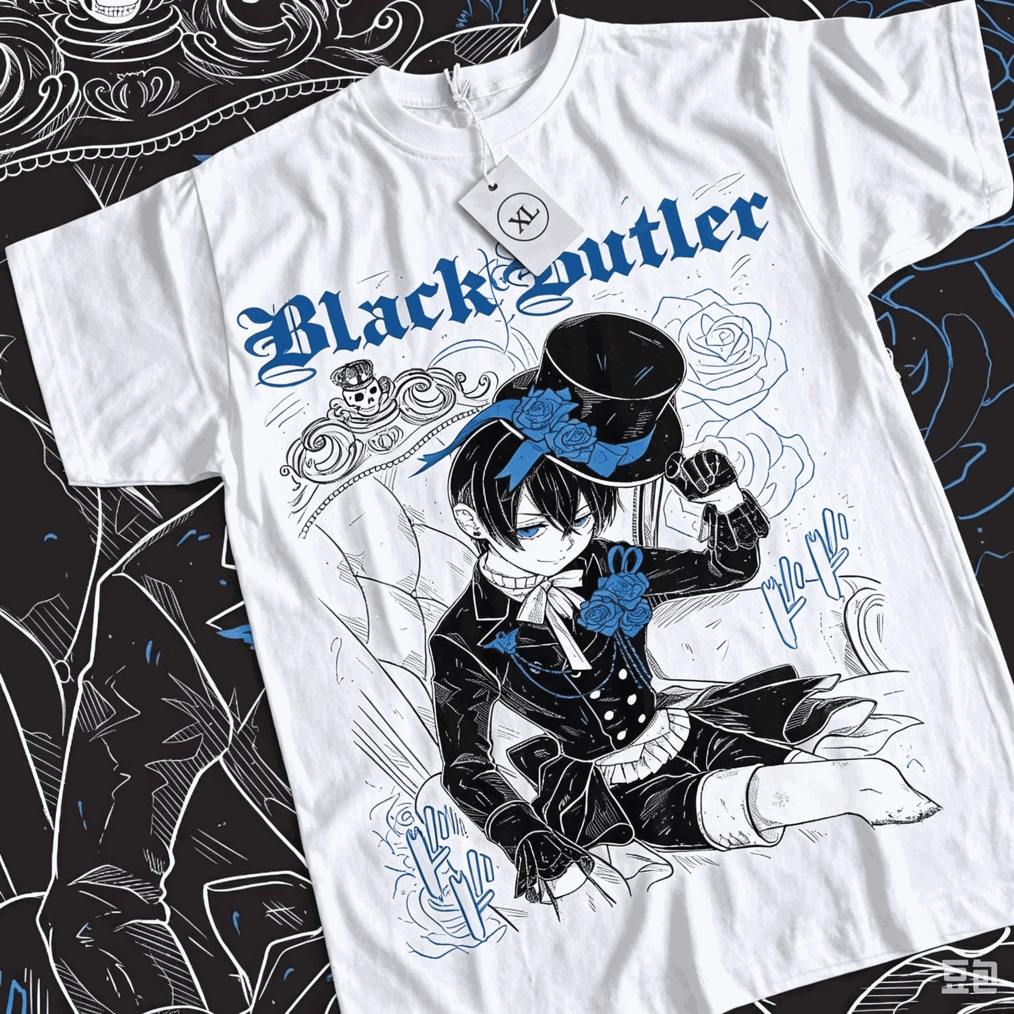 Black Butler Anime Graphic T-shirt Men Women Ciel Phantomhive Gothic Print Crew Neck Short Sleeve Casual Streetwear Tee Top