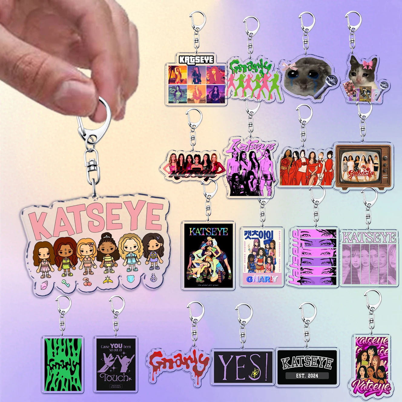Manon Katseye Kpop Keychain for Bag Accessories Charm Yoonchae Megan Lara Sophia Daniela Keyrings Key Chains Fans Gifts