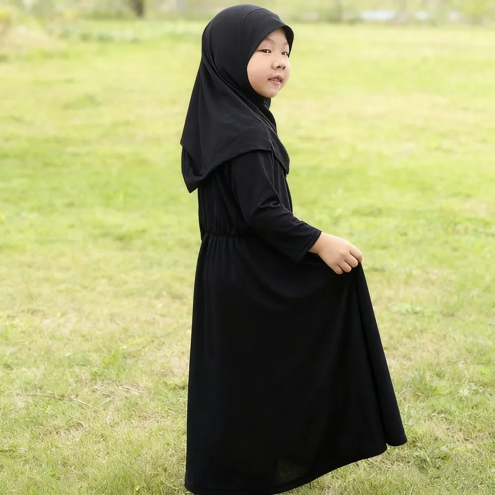 

Детская мусульманская одежда для девочек на Ид: хиджаб, абайя с капюшоном, платье, химар, джалабия, джеллаба, исламская роба, кафтан