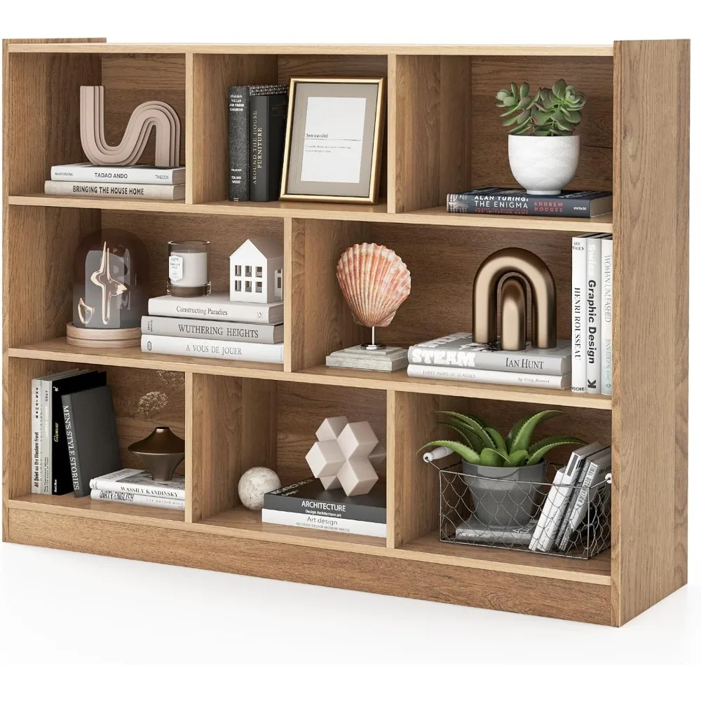 

3-Tier Open Wood Cube Bookshelf, Modern Storage Display Cabinet for Living Room