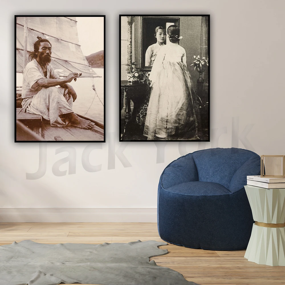 Korean Old Photo • Worker Print •Singing Girl •South  •Vintage Worker Print • Korean Sailor Poster •  Ancient Travel decor •