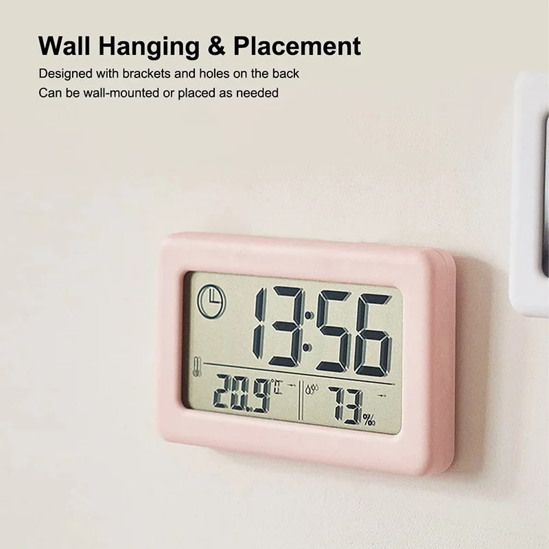 Mini Digital Clock 12/24H Battery Operated LED Clock Temperature Humidity Portable Table Clock Thermometer Hygrometer