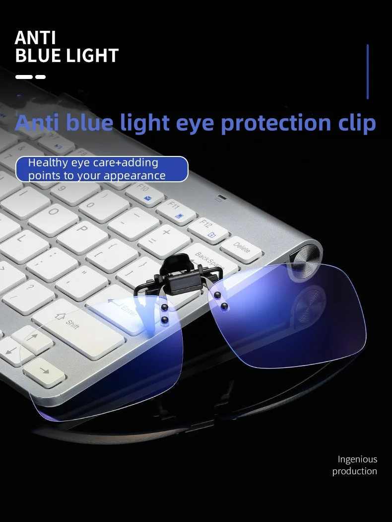 Anti Blue Light Clip, UV Clip, Myopia Glasses Clip, High-definition Transparent Flip Up Computer Goggles Clip