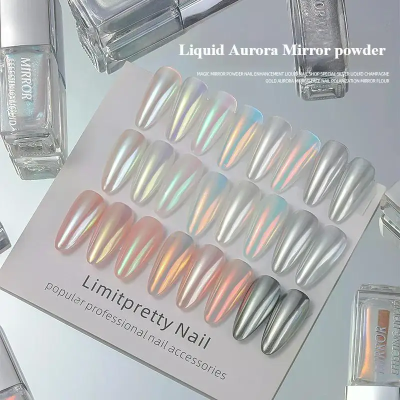 Liquid Auroras Nail Powder Liquid Moonlight Pigment Chrome Mirror Liquid Fingernail Decoration Long-lasting Aurora Nail Gel