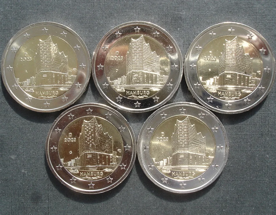 

Germany 2023 Commemorative Coin North Hamburg Philharmonic Music Hall Adfgj Standard Five Pieces 2 Euro UNC Brand New