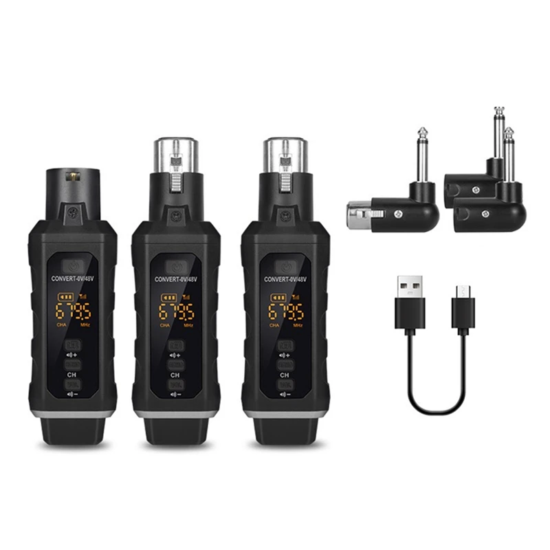 

B37B-New 48V Capacitor XLR Adapter Wireless Microphone Transmitter Receiver For Dynamic Microphone Guitar Audio Mixer