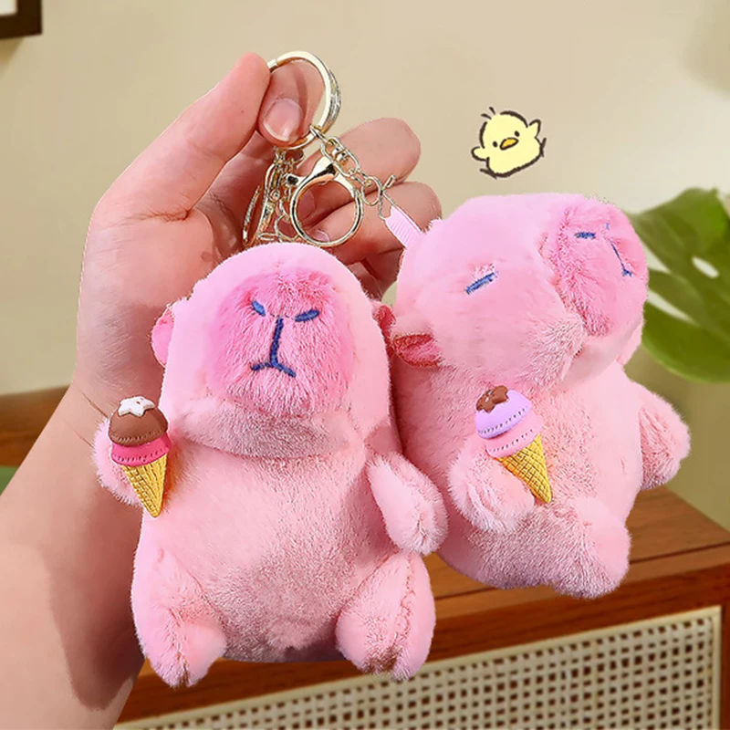 Capybara Plush Doll Cartoon Keychain Pendant Soft Stuffed Doll Backpack Pendant Car Bag Key Ring Decor Kid Gift