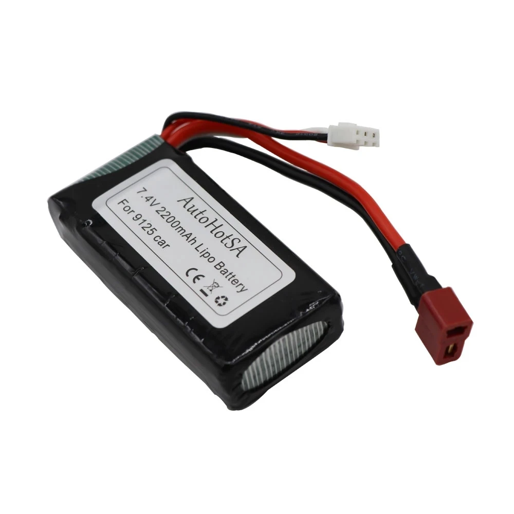 For 9125 Remote Control Rc Car Spare Parts 7.4V 2200mah Lipo Battery T Plug XLH 9125 Battery with Charger RC Toys accessories