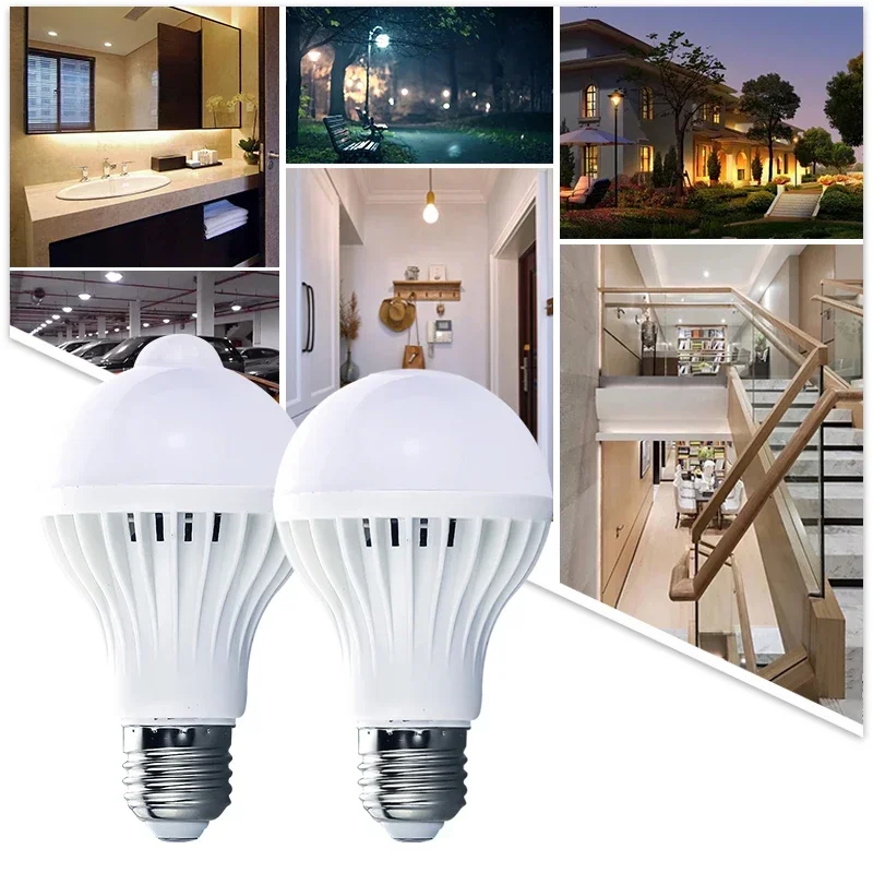 LED PIR Motion Sensor Lamp 3W 5W 220V Led Bulb 7W 9W 12W Auto Smart Led PIR Infrared Body Sound Light E27 Motion Sensor Light