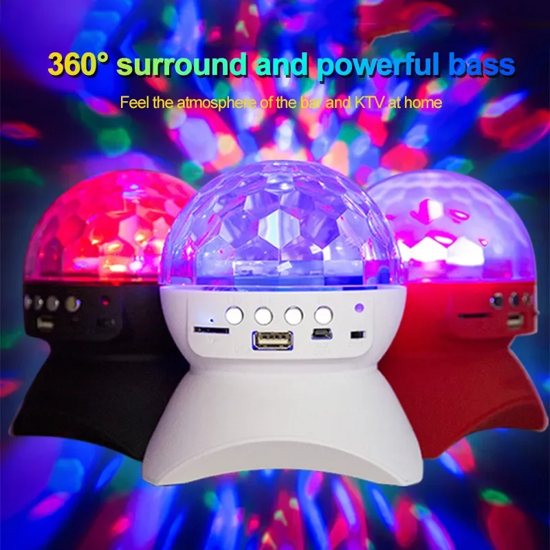 LED Disco Ball Stage Light Wireless BT-compatible Speaker Music Projector Rechargeable Night Light for KTV Party Christmas Decor