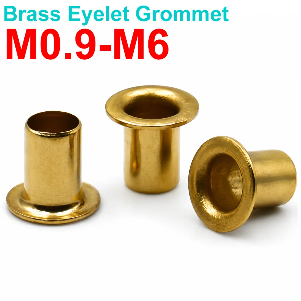 Brass Eyelet Grommets Hollow Tubular Rivets Through Hole Eyelet Rings Metal Fasteners M0.9-m6