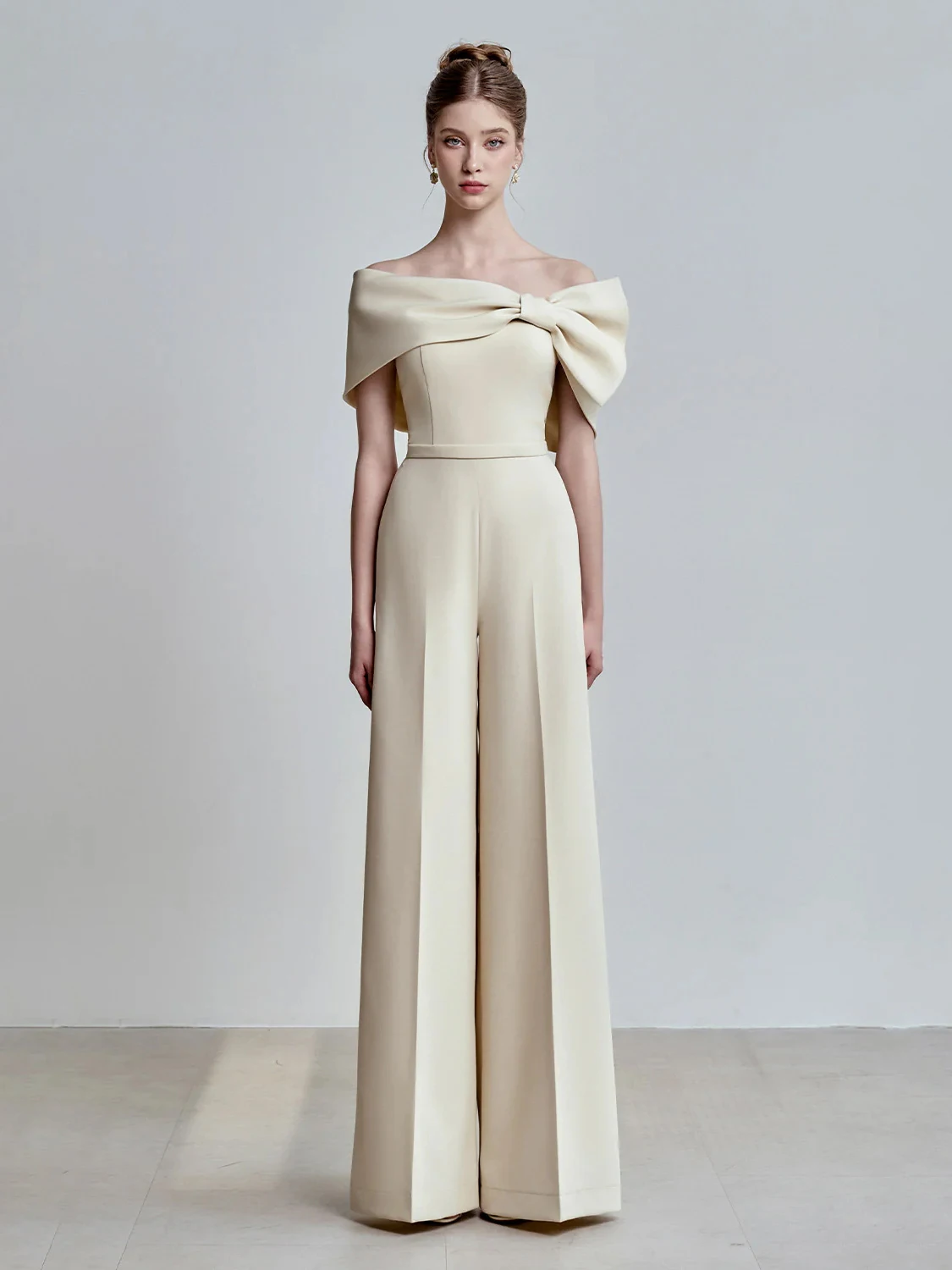 

Ele Commuter Knot One oulder High Waist Wide Leg Pants Jumpsuit Slimming Long Polyester Fiber Spring China