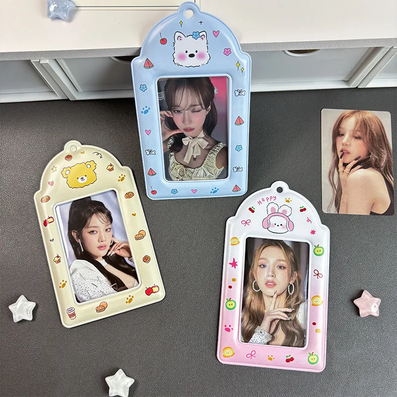 Lindo Porta Tarjetas con Diseño de Dibujos Animados, Estilo Kpop, Estuche para Guardar Fotos Polaroid de Ídolos, Bolsa para Fotografías de 3 Pulgadas, Colgante